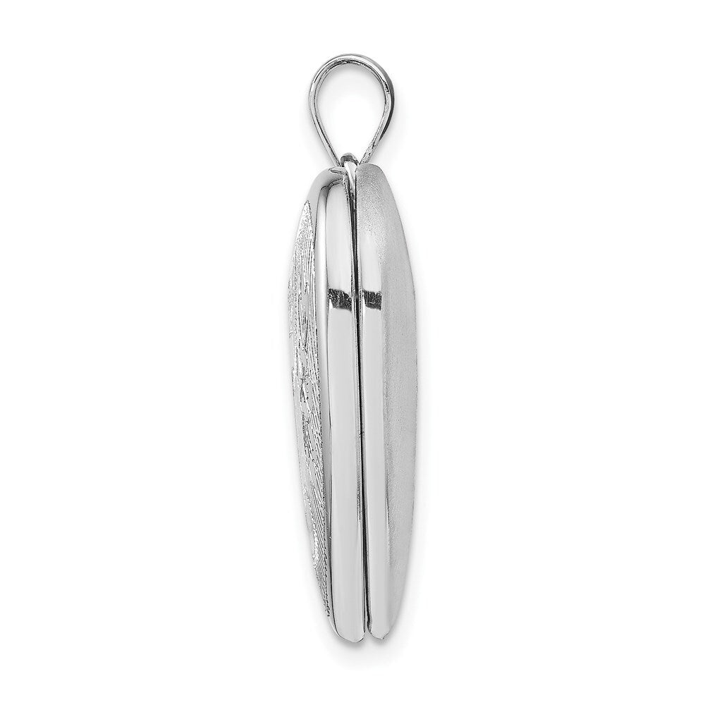 Sterling Silver Rhodium-plated 24mm Diamond-cut Cross Heart Locket