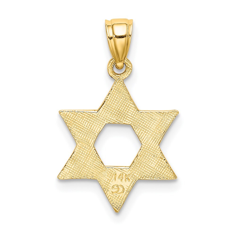 14k Yellow Gold Engraved Swirls Star Of David Charm Pendant for Women