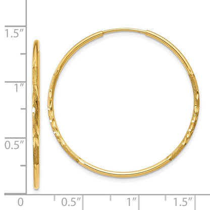 14k Yellow Gold 1.25mm Diamond-cut Endless Hoop Earring