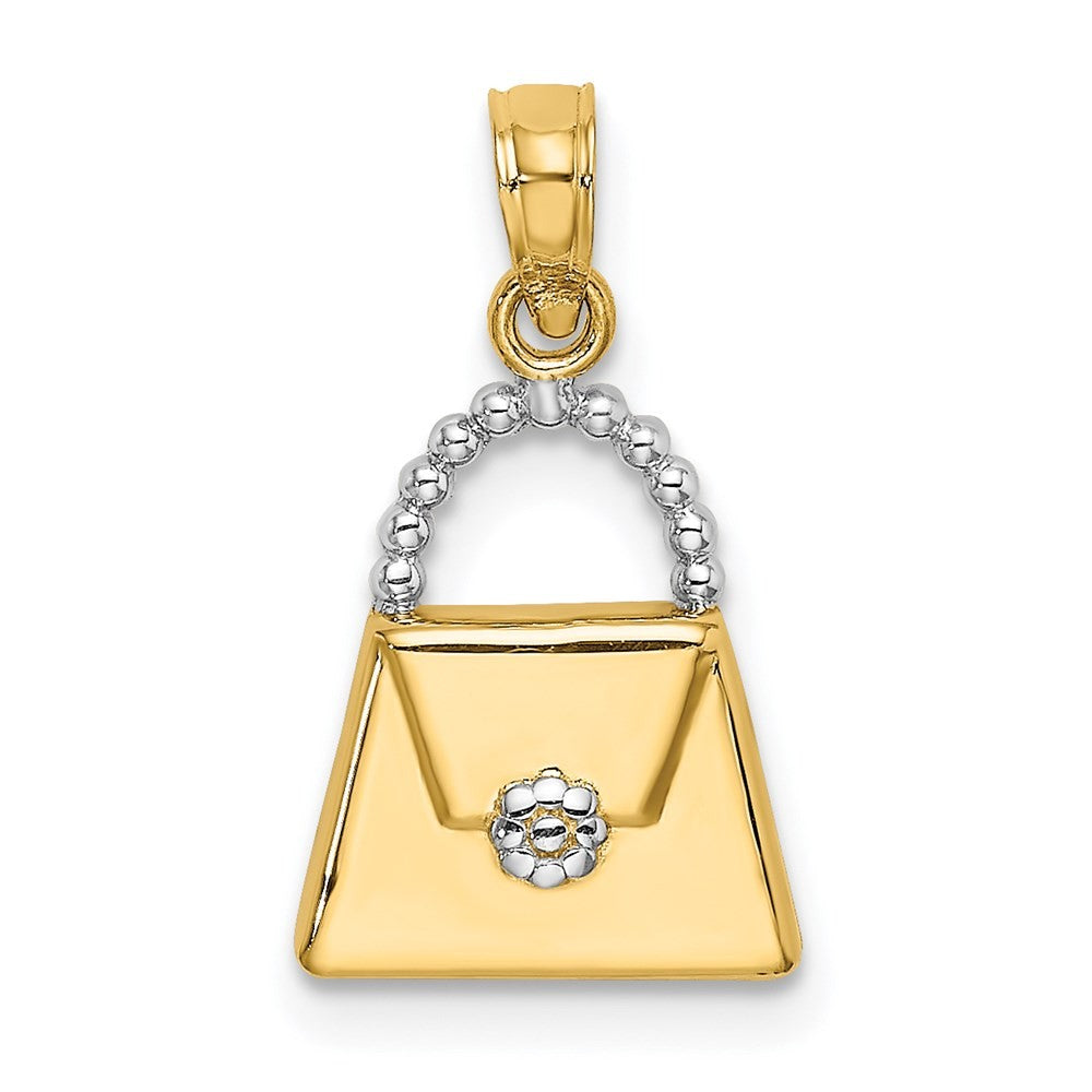 14k Yellow Gold W/ Rhodium Purse Charm