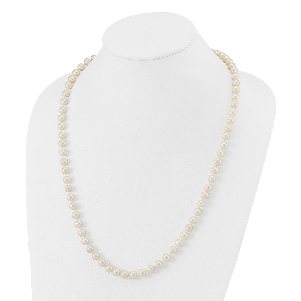 Sterling Silver Rhodium-plated 7-8mm White Cultured Pearl Necklace 24"