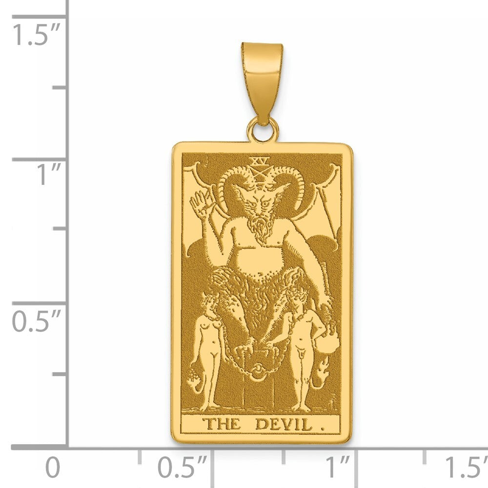 14k Yellow Gold The Devil Tarot Card Pendant for Women