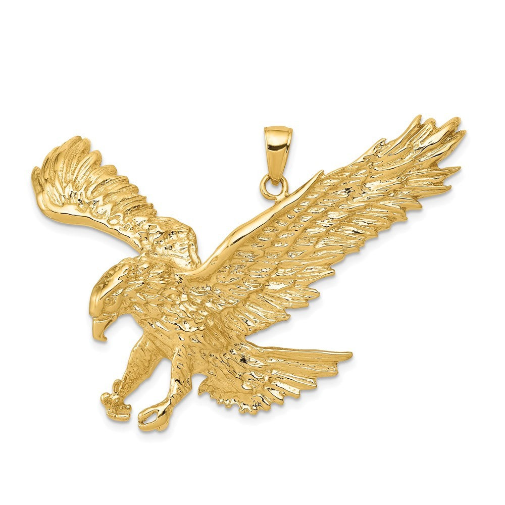 14k Yellow Gold Solid Polished Eagle Pendant