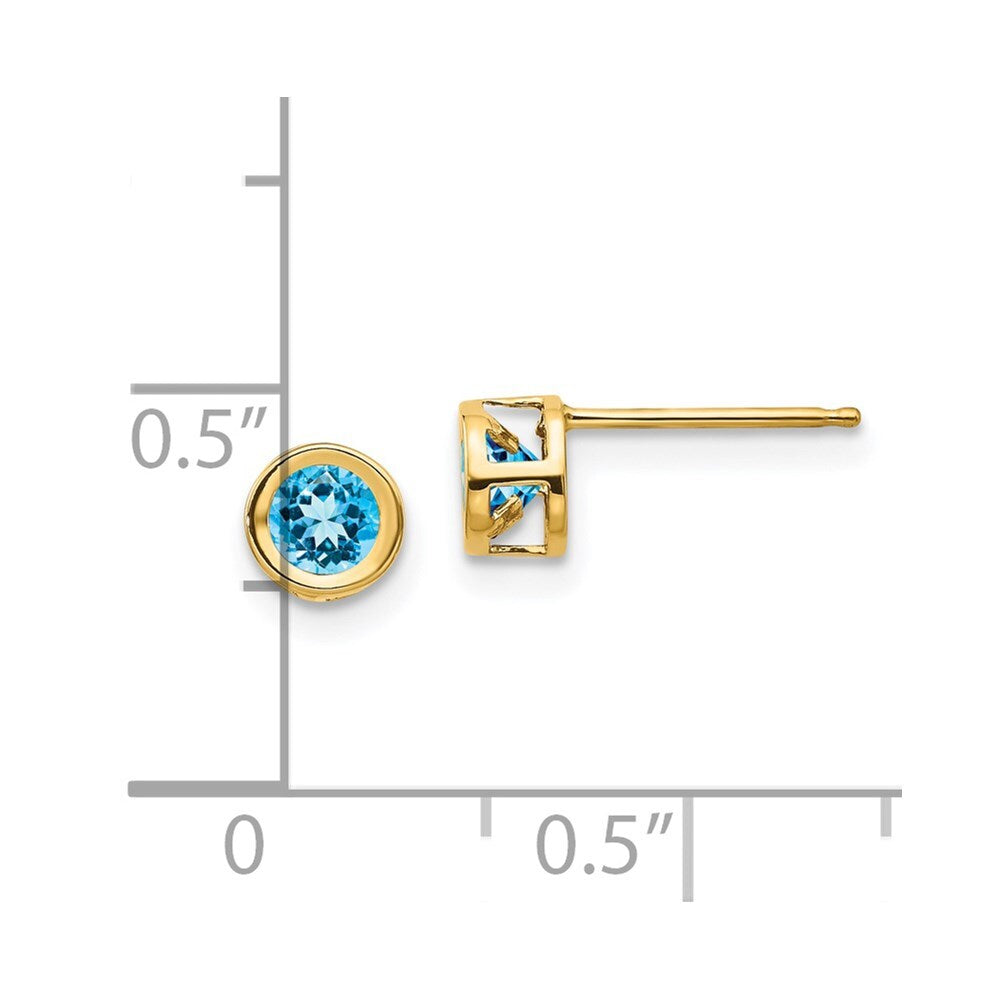 14k Yellow Gold Blue topaz Stud Earrings - December Gift for Women