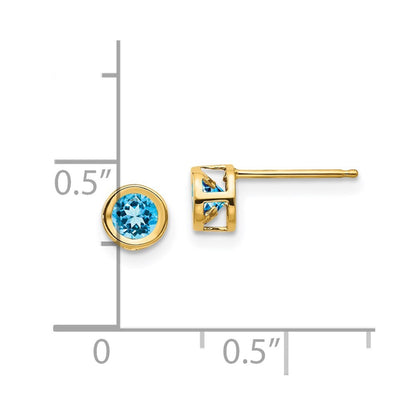 14k Yellow Gold Blue topaz Stud Earrings - December Gift for Women