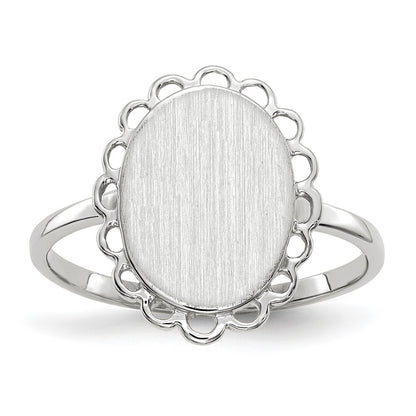 14k White Gold 11.5x9.0mm Open Back Signet Ring