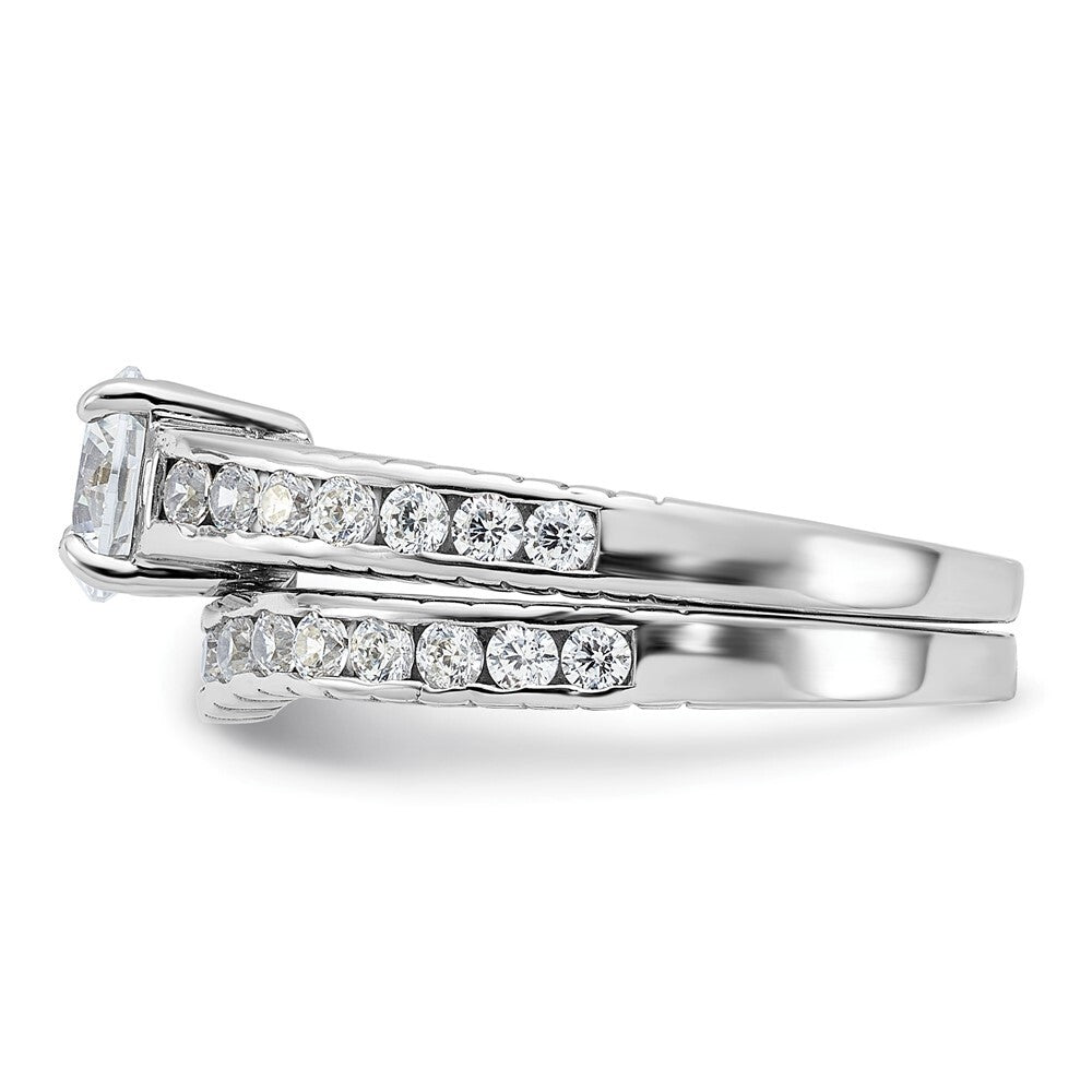 Sterling Silver Rhodium-plated 2-Piece Cubic Zirconia Wedding Set Ring Size 6
