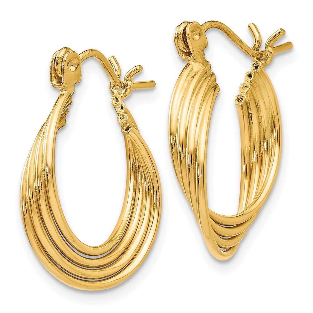 14k Yellow Gold Polished Circles Hoop Earrings Gift for Women