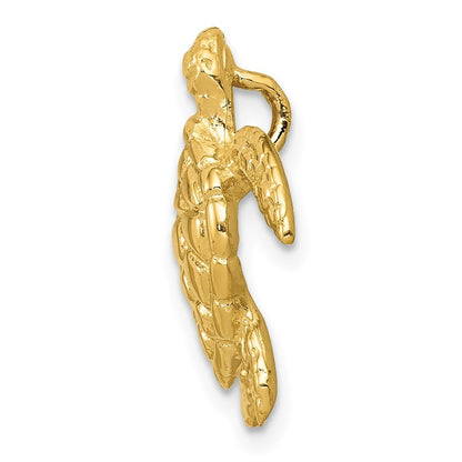14k Yellow Gold Polished Large Sea Turtle Chain Slide