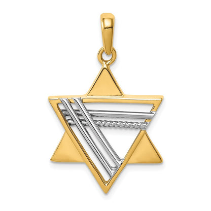 14k Two-tone Gold Star of David Pendant for Women