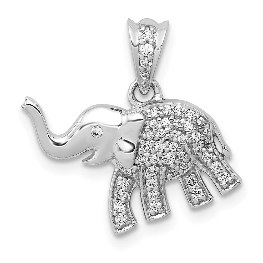 14k White Gold Diamond Elephant Pendant for Women