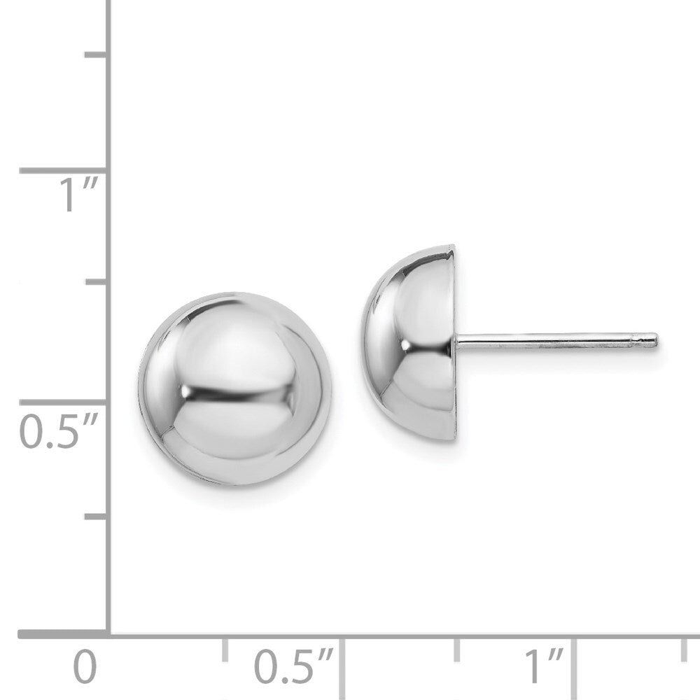 14k White Gold 10mm Half Ball Stud Earrings Gift for Women
