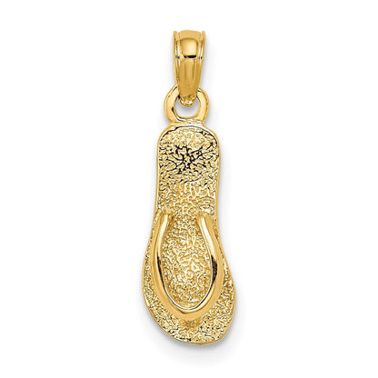 14k Yellow Gold Single Polished Strap Flip-Flop Charm Pendant for Women