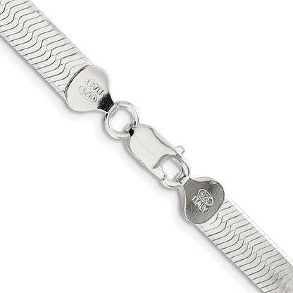 Sterling Silver Rhodium-plated 7.3mm Magic Herringbone Chain Necklace