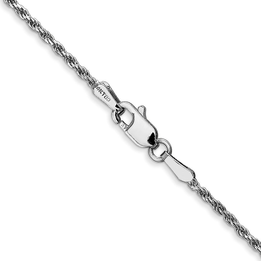 14K White Gold 1.3mm Diamond-cut Machine Made Rope Chain Necklace 16"