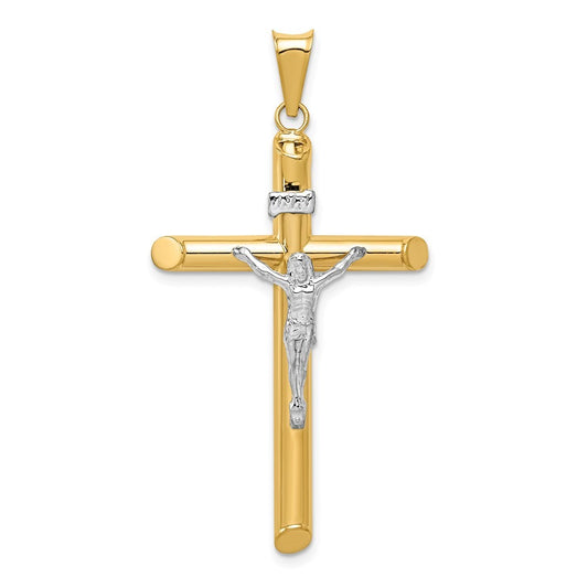 14k Two-Tone Gold Polished Crucifix Pendant