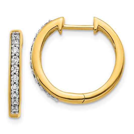 14k Yellow Gold Diamond Hinged Hoop Earrings