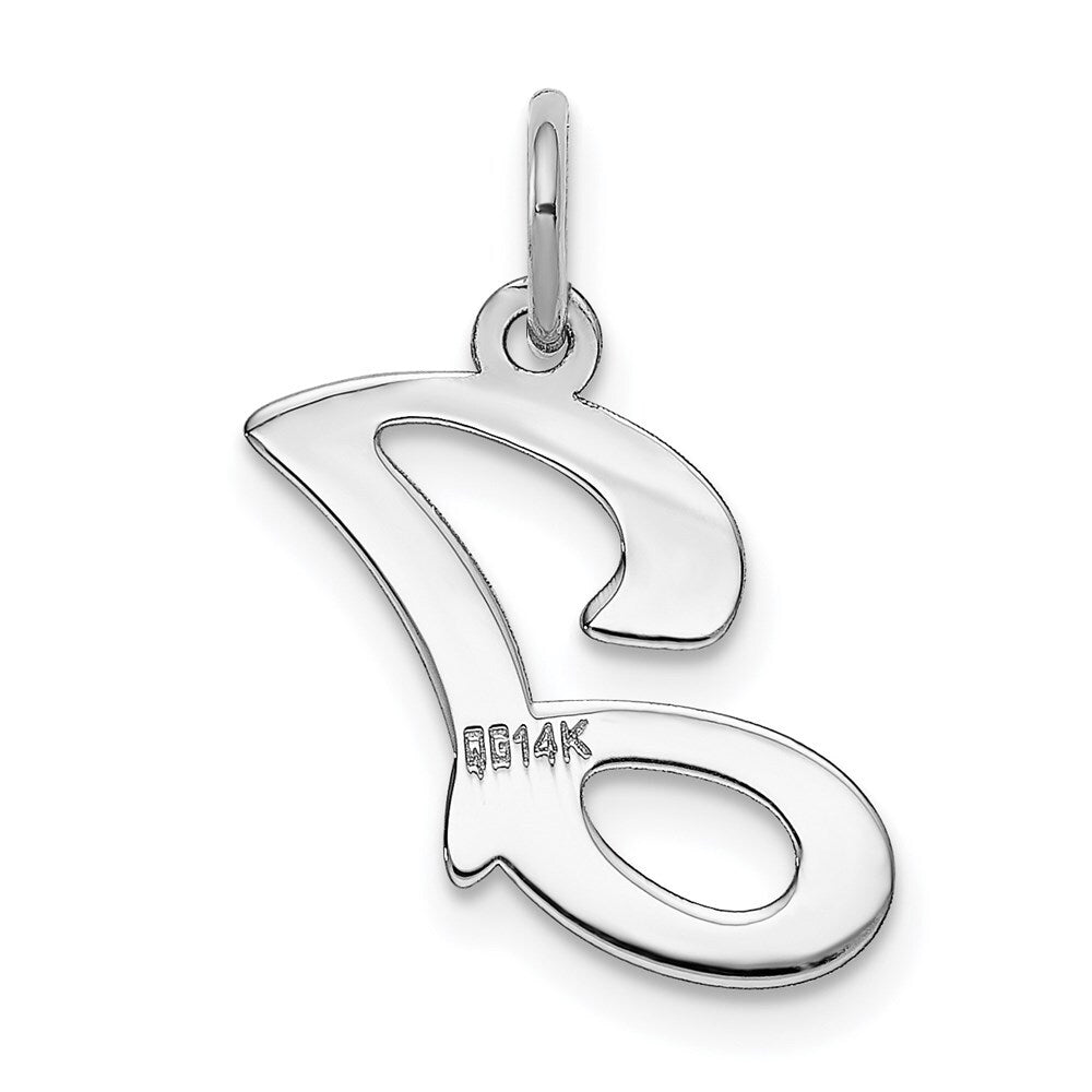 14k White Gold Script Letter J Initial Charm Pendant for Women