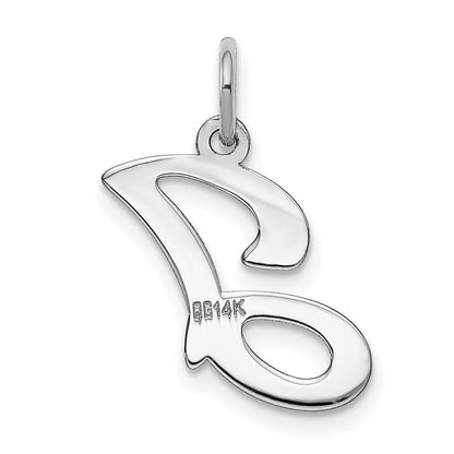 14k White Gold Script Letter J Initial Charm Pendant for Women
