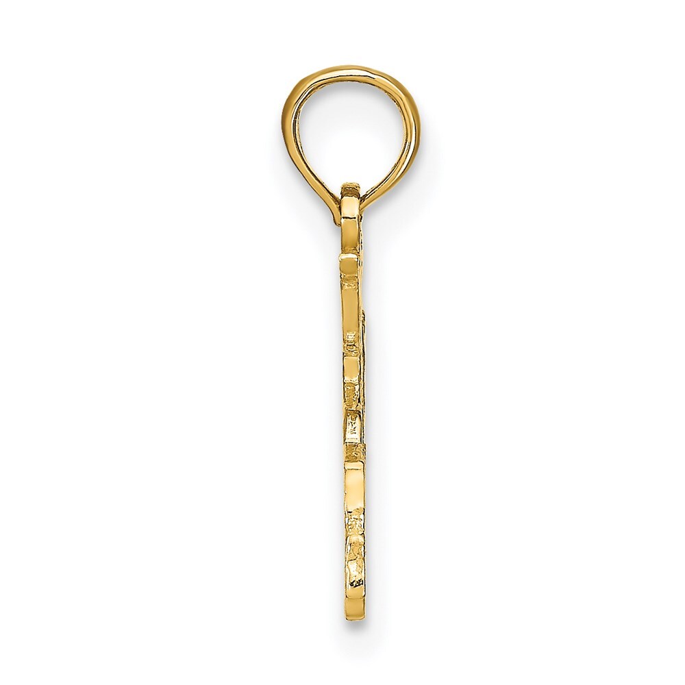 14k Yellow Gold 15 in Cut-out Heart Charm Pendant for Women