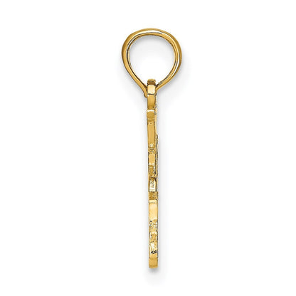 14k Yellow Gold 15 in Cut-out Heart Charm Pendant for Women