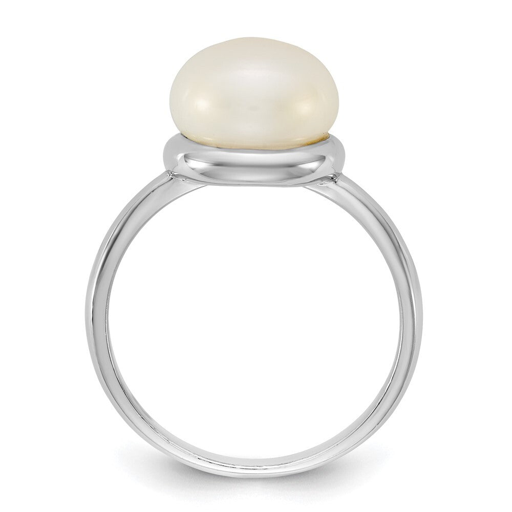 Sterling Silver 10-11mm White Button Freshwater Cultured Pearl Ring Size 7