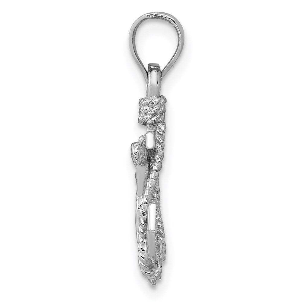 14k White Gold Polished Mariner Crucifix Pendant for Women