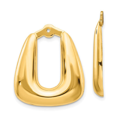 14k Yellow Gold Polished Hoop Earring Jackets Gift for Women