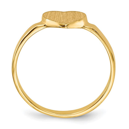 14k Yellow Gold 6.5x7.5mm Open Back Heart Signet Ring