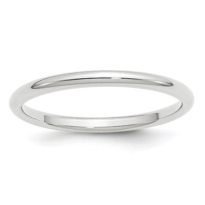 14k White Gold 2mm Standard Weight Comfort Fit Wedding Band Size 8