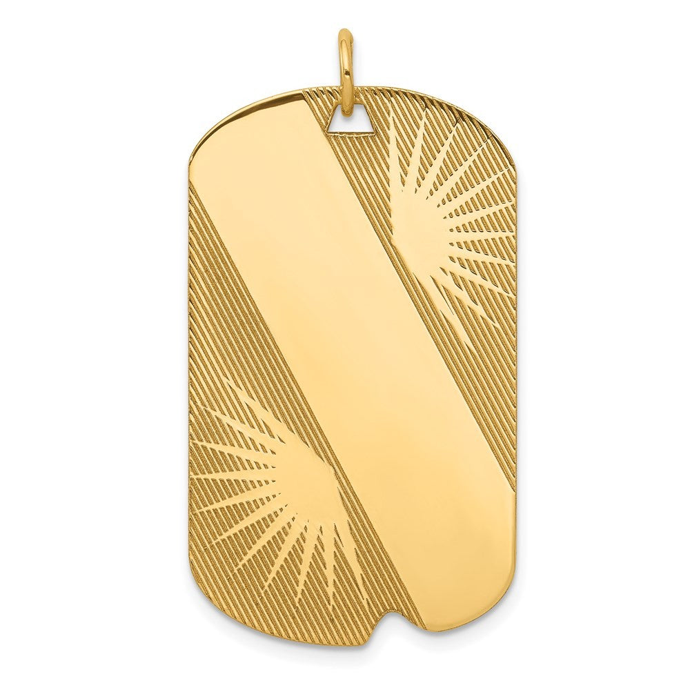 14k Yellow Gold Patterned .018 Gauge Engravable Dog Tag Disc Charm