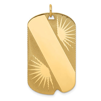 14k Yellow Gold Patterned .018 Gauge Engravable Dog Tag Disc Charm