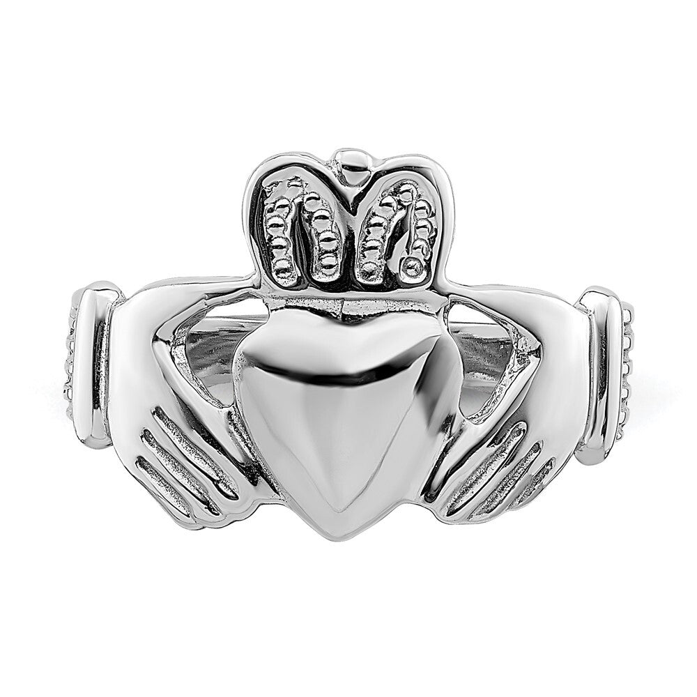14k White Gold Claddagh Ring Size 7