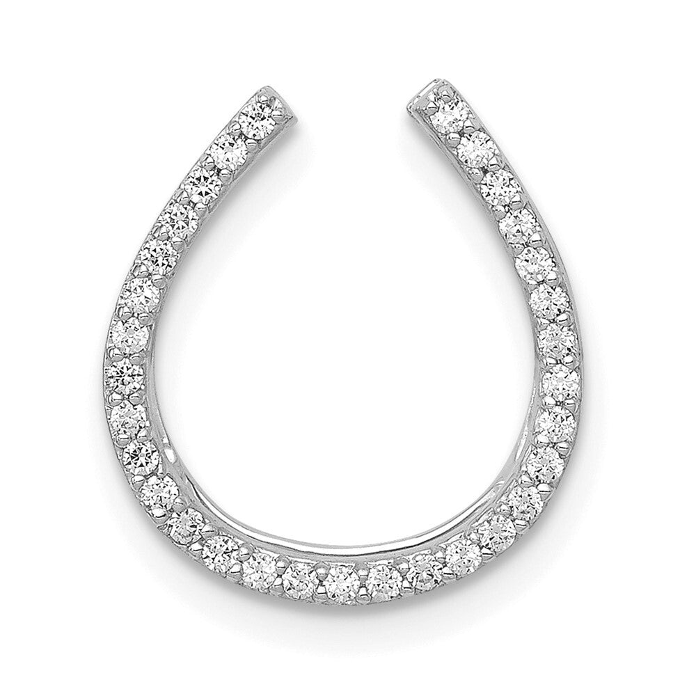 14k White Gold 1/6ct. Diamond Horseshoe Chain Slide Pendant for Women