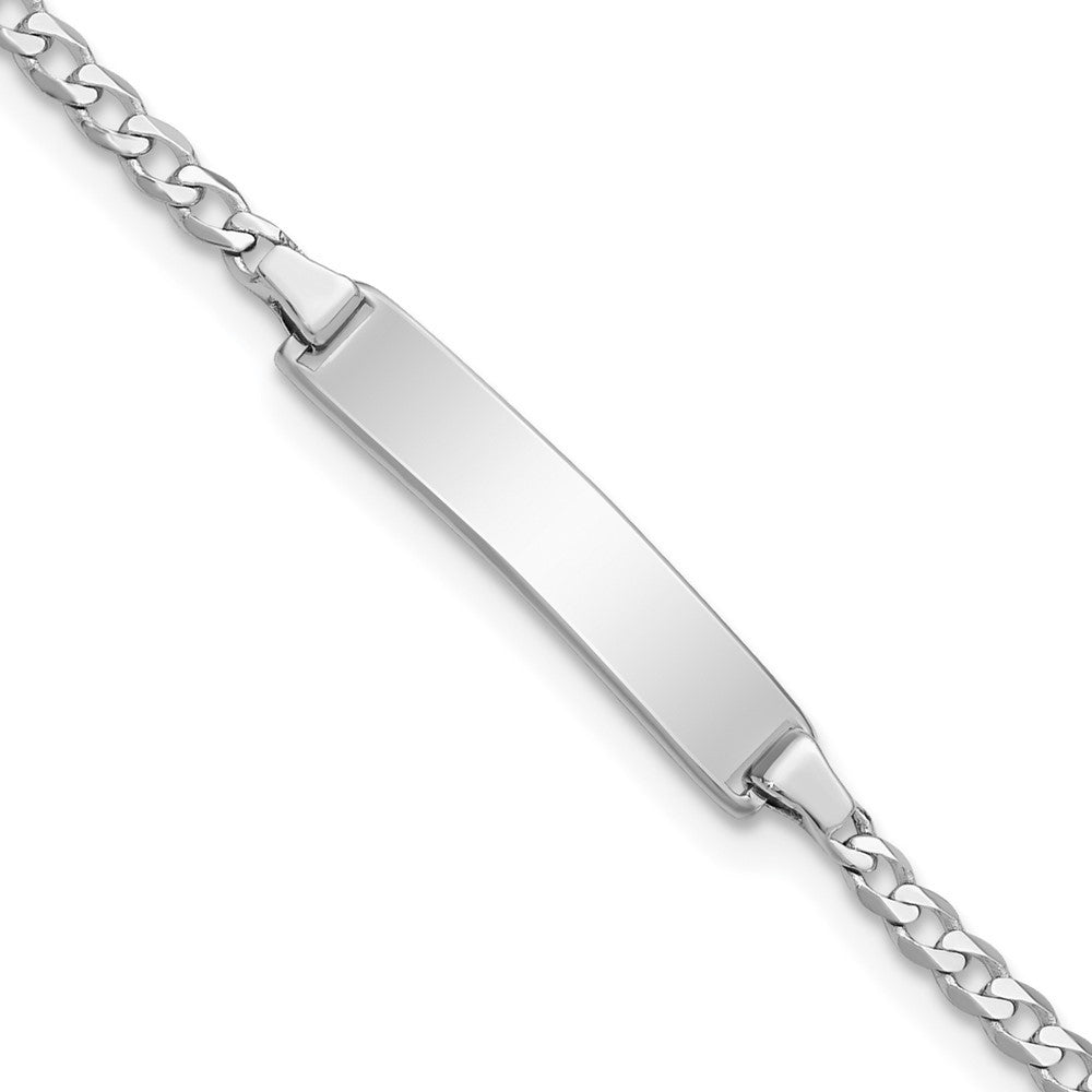 14k White Gold Solid Chain Flat Curb Link 20x4.2mm Plate 6" ID Bracelet