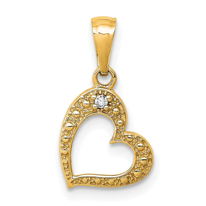 14k Yellow Gold .01ct. Diamond Heart Pendant for Women