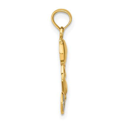 14k Yellow Gold Rhodium Little Boy On Bicycle Charm Pendant for Women