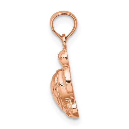 14K Rose Gold Textured Mini Sea Turtle Charm Pendant