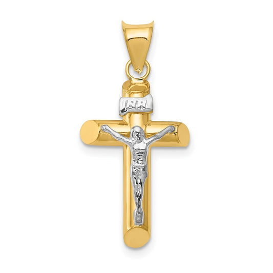 14k Two-tone Gold Polished Crucifix Pendant for Women