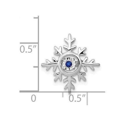 14k White Gold Vibrant Moving Sapphire Snowflake Chain Slide Pendant for Women