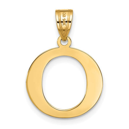 14k Yellow Gold Polished Etched Letter O Initial Pendant for Women