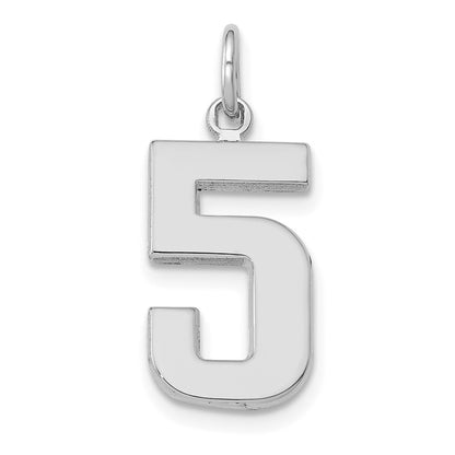 14K White Medium Polished Number 5 Charm