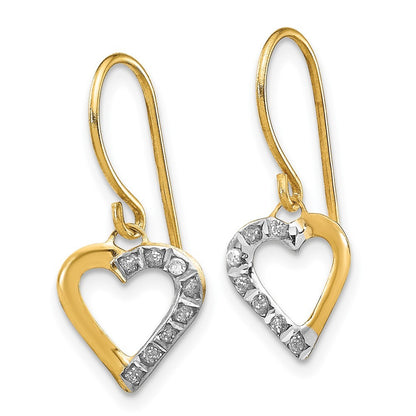 14k Yellow Gold Diamond Fascination Heart Earrings