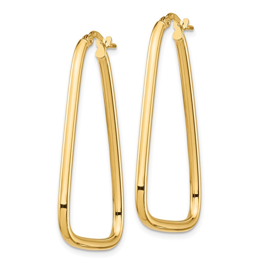 14k Yellow Gold 2mm Polished Triangle Hoop Earrings