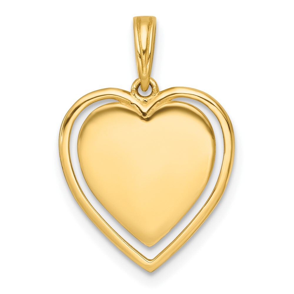 14k Yellow Gold White Rhodium Multi Color Enamel Eye In Heart Charm Pendant