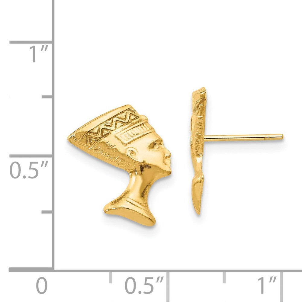 14k Yellow Gold Nefertiti Stud Earrings Gift for Women