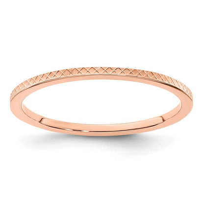 14K Rose Gold 1.2mm Criss-Cross Pattern Stackable Band Size 6