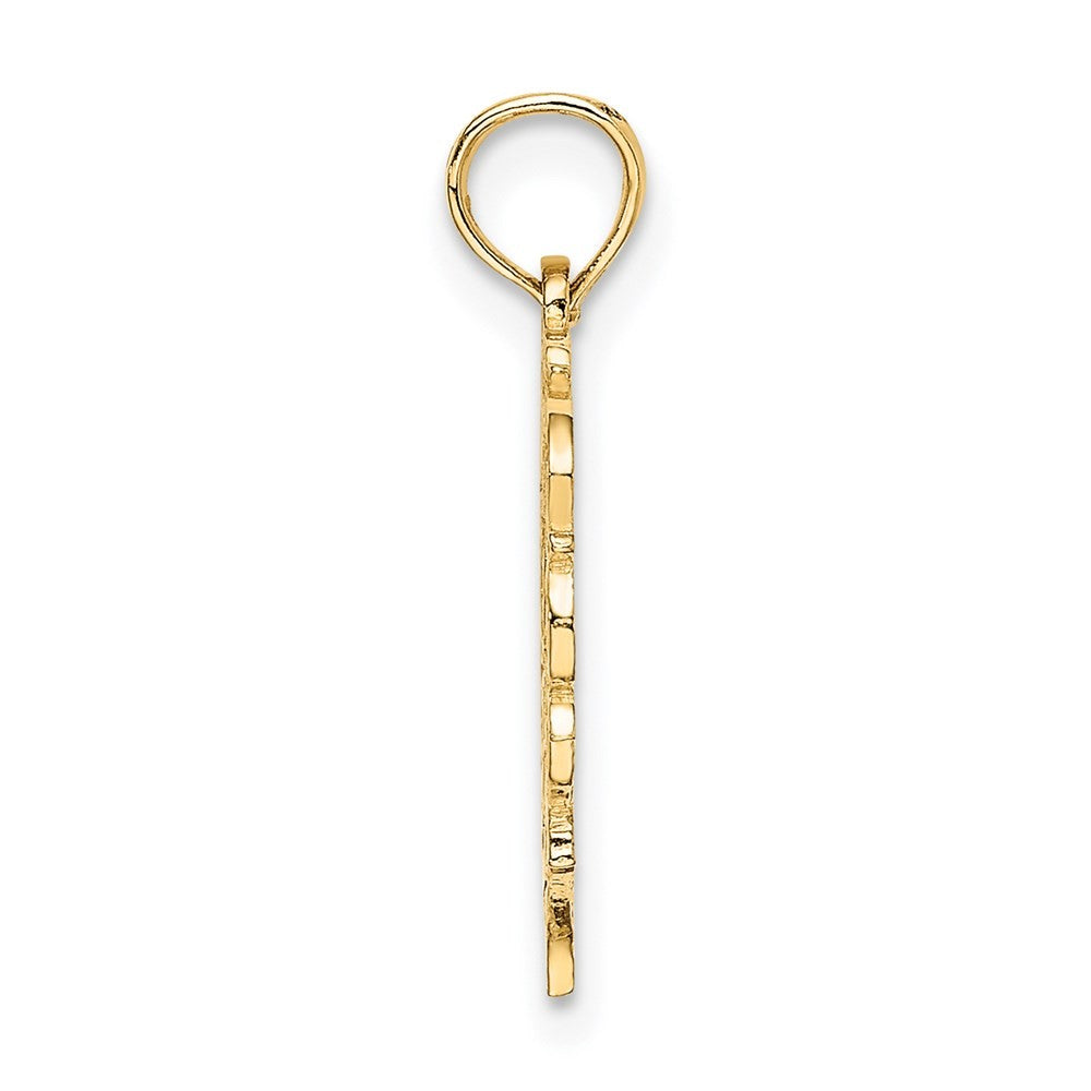 14k Yellow Gold Heart Script Letter J Initial Charm