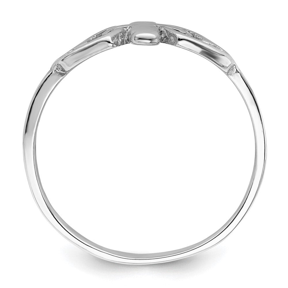 Sterling Silver Rhodium plated Hearts & Cross Ring Size 6
