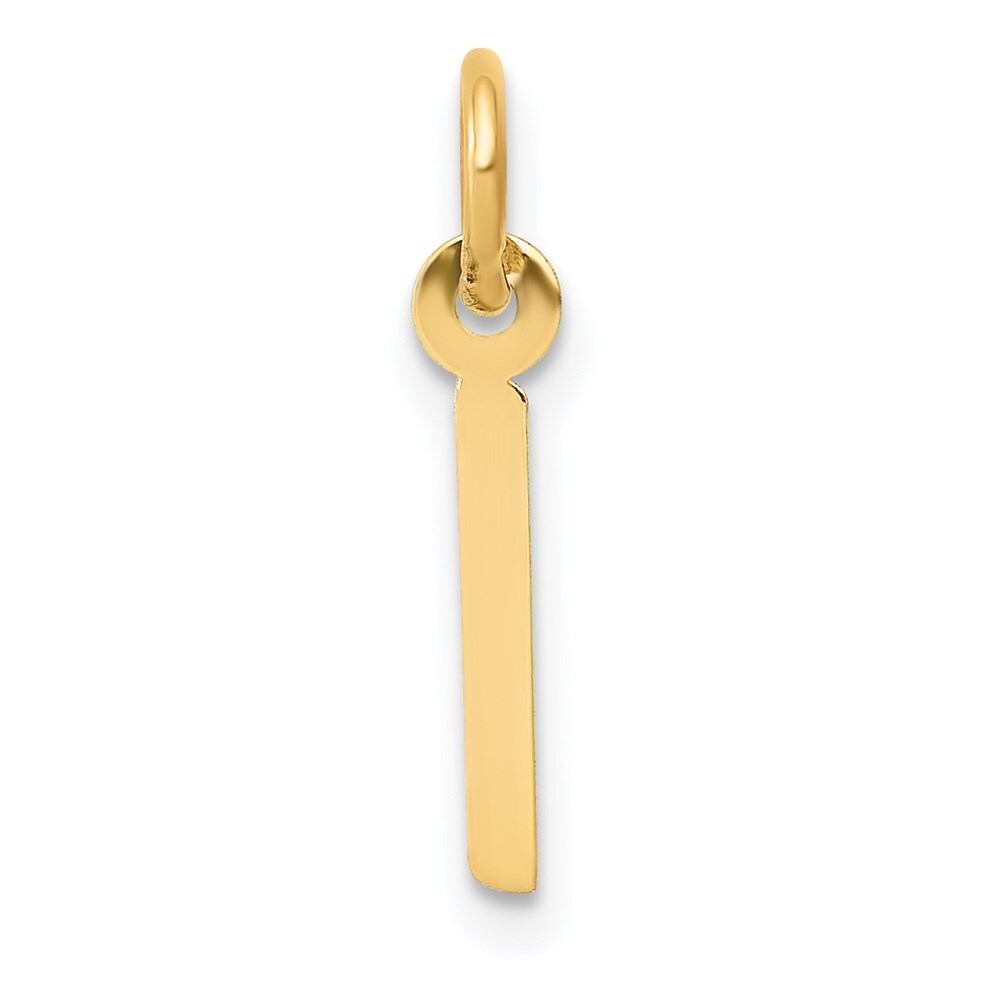 14k Yellow Gold Small Slanted Block Letter I Initial Charm Pendant for Women